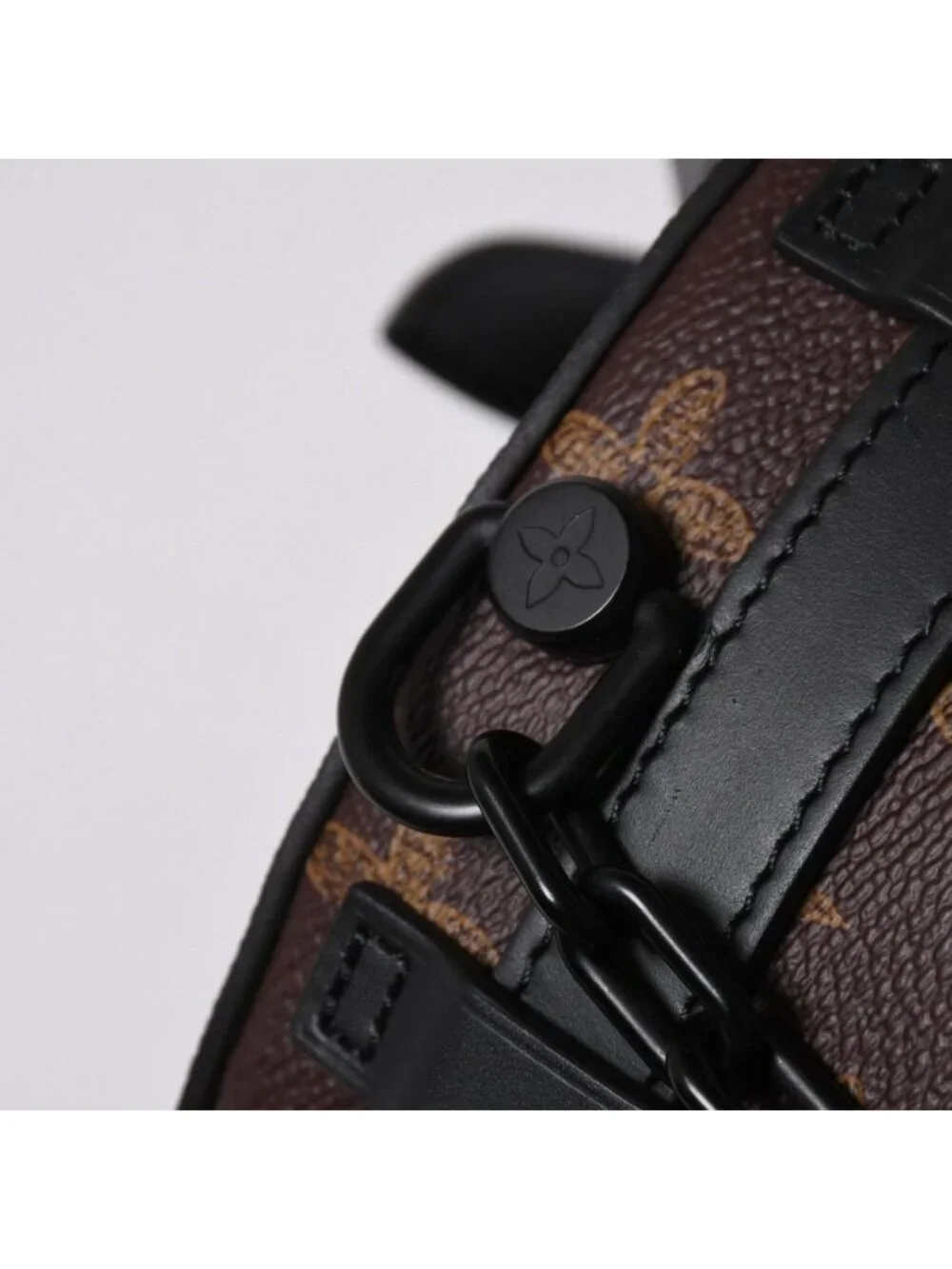 Louis Vuitton Wheel Box Shoulder Bag Monogram Canvas Calfskin Mud Black